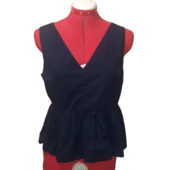 🎈J.Crew Dark Navy Peplum Crop Top Sz 10P - Picture 1 of 6